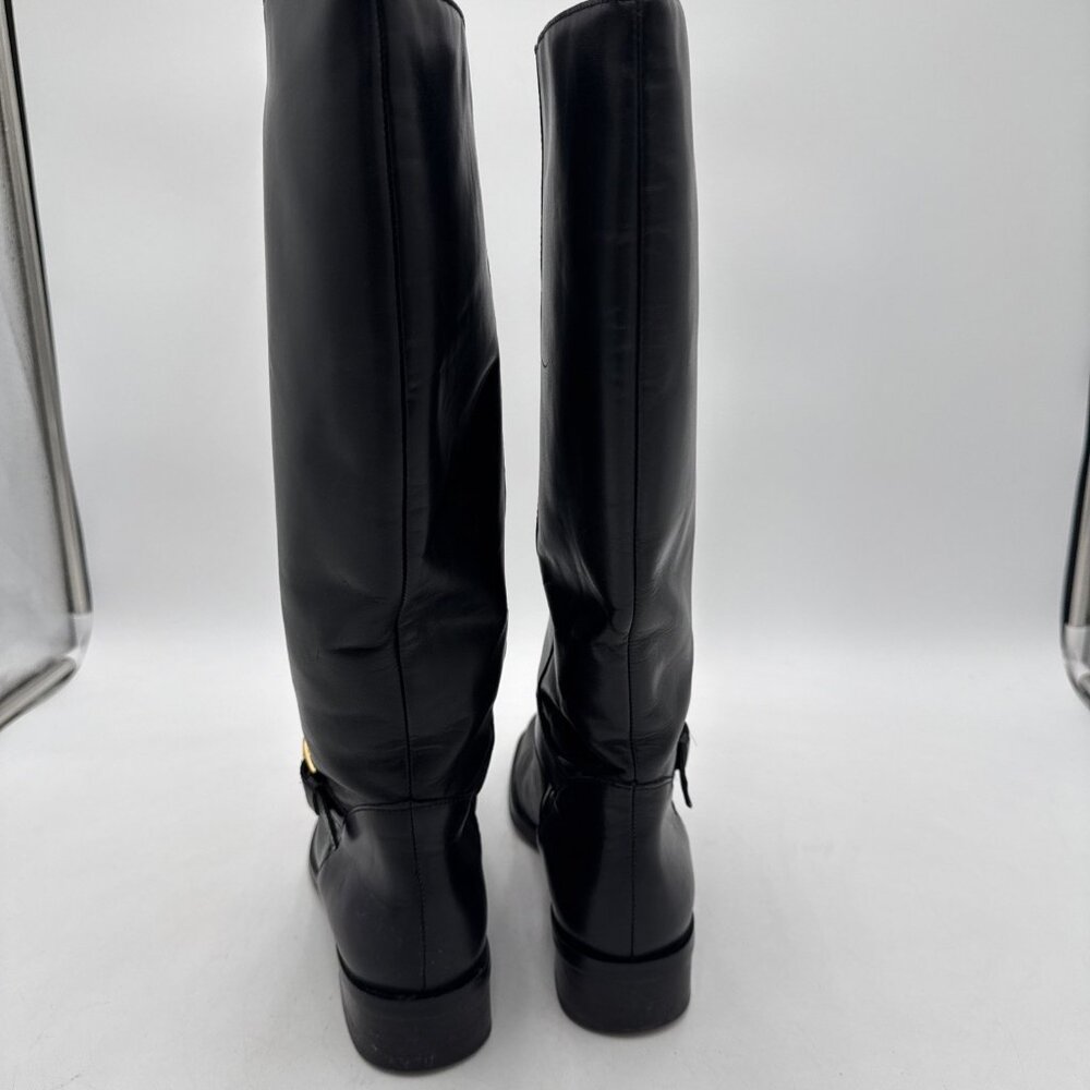 Etienne Aigner Boots Womens Size 7.5 Black Leather Tall Riding Equestrian Legacy - Picture 9 of 12